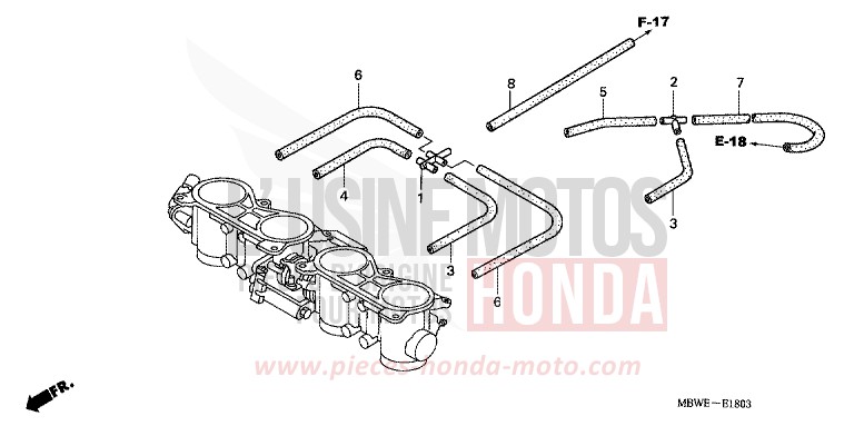 DROSSELKLAPPENGEHAEUSE (LEITUNGSNETZ) von CBR600F Special Edition ACCURATE SILVER METALLIC (NH146) von 2002